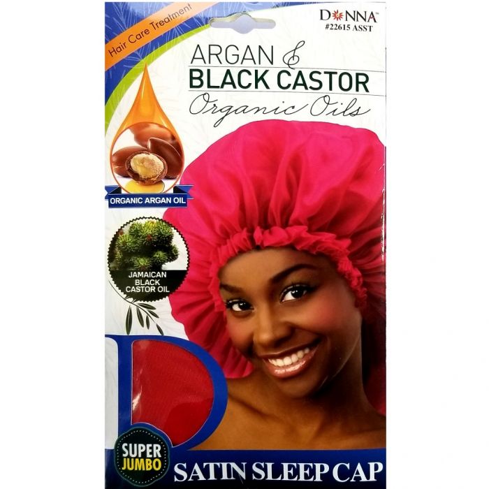Donna Argan & Black Castor Organic Oils Satin Sleep Cap Super Jumbo - Assorted #22615