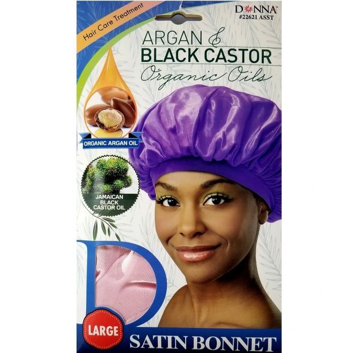 Donna Argan & Black Castor Organic Oils Satin Bonnet Large - Assorted #22621