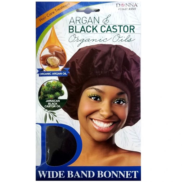 Donna Argan & Black Castor Organic Oils Wide Band Bonnet - Assorted #22627
