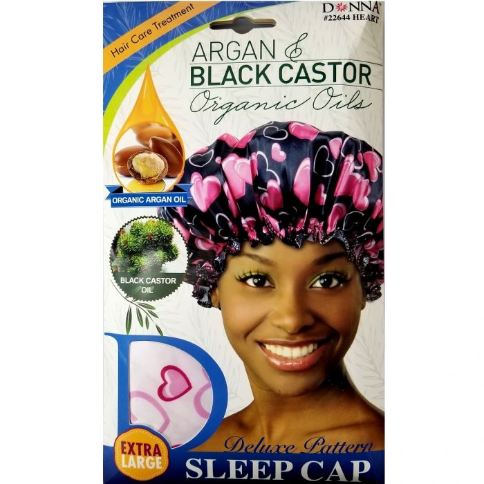 Donna Argan & Black Castor Organic Oils Deluxe Pattern Sleep Cap X-Large - Heart #22644