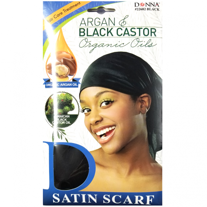 Donna Argan & Black Castor Organic Oils Satin Scarf - Black #22682