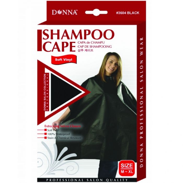 Donna Soft Vinyl Shampoo Cape [M-XL] - Black, Red, Purple