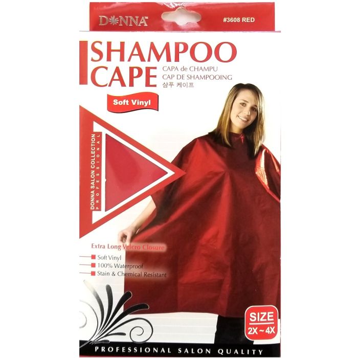 Donna Soft Vinyl Shampoo Cape [2X-4X] - Black, Red, Purple