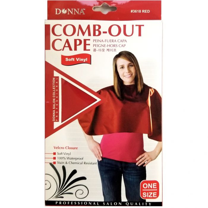 Donna Soft Vinyl Comb-Out Cape - Black, Red, White