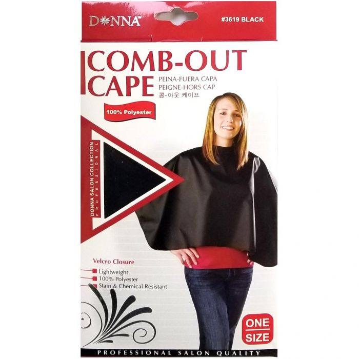 Donna 100% Polyester Comb-Out Cape - Black, Red, White
