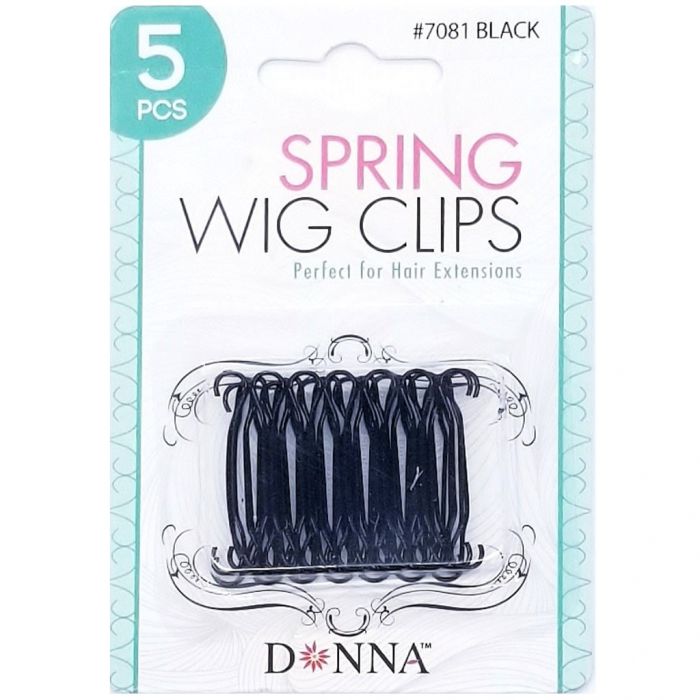 Donna Spring Wig Clips Black - 5 Pack #7081