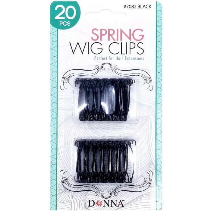 Donna Spring Wig Clips Black - 20 Pack #7082