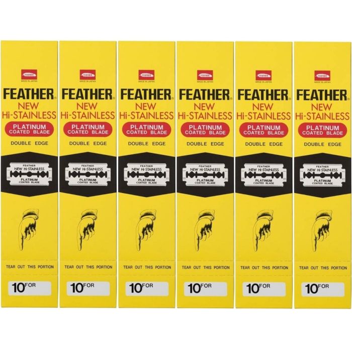Jatai Feather Hi Stainless Double Edge Blades - 1,200 Blades [200 Blades X 6 Box]