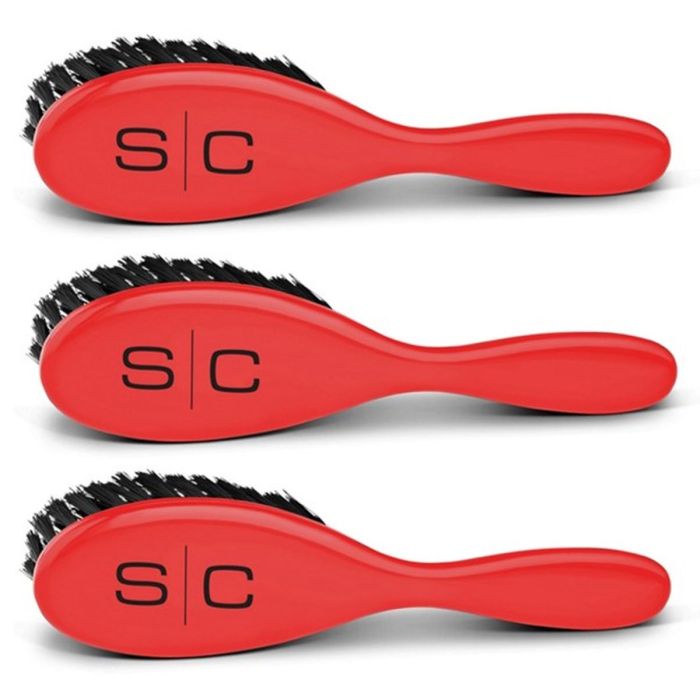 Stylecraft The Fresh Cut Fade and Cleaning Barber Brush - Red #SC318SR [3 PACK]