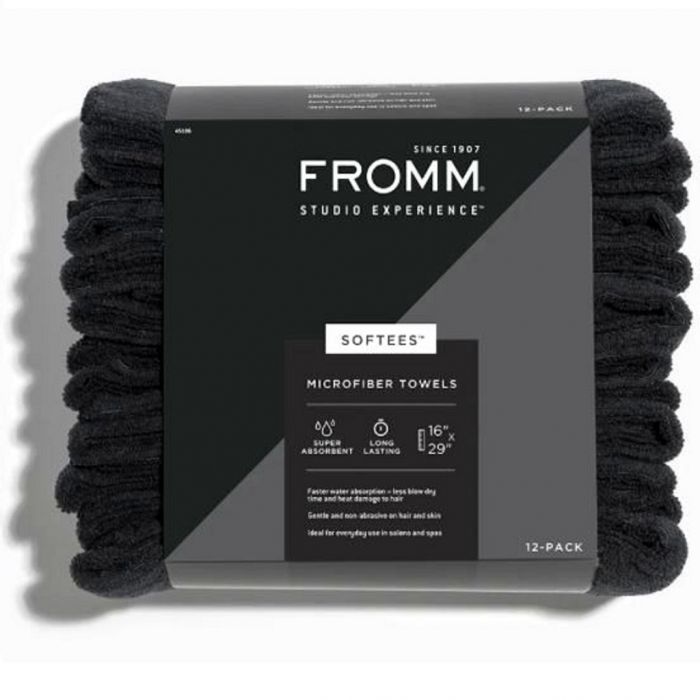 Fromm Studio Experience Softees Microfiber Towels - Black 12 Pack #45106