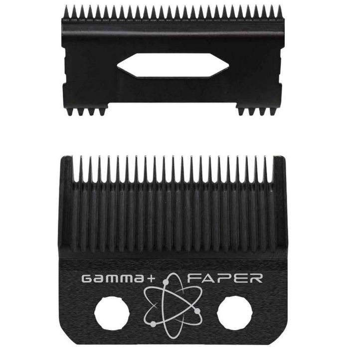 Gamma+ Replacement Fixed Black Diamond Carbon DLC Faper Hair Clipper Blade with Slim Deep Tooth Cutter Set #GP520B