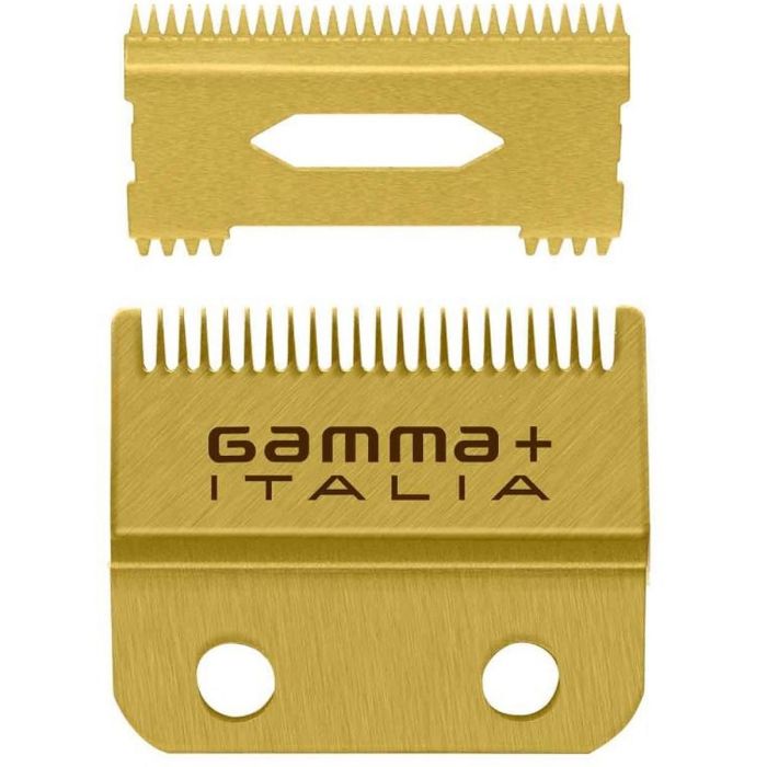 Gamma+ Replacement Fixed Black Diamond Carbon DLC Taper Hair Clipper Blade with Gold Titanium Deep Tooth Cutter Set #GPCRBTS