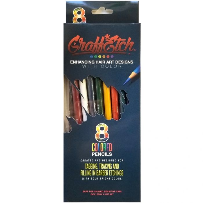Graffetch Enhancing Hair Art Designs Pencils 8 Pack - Original Multi Colors