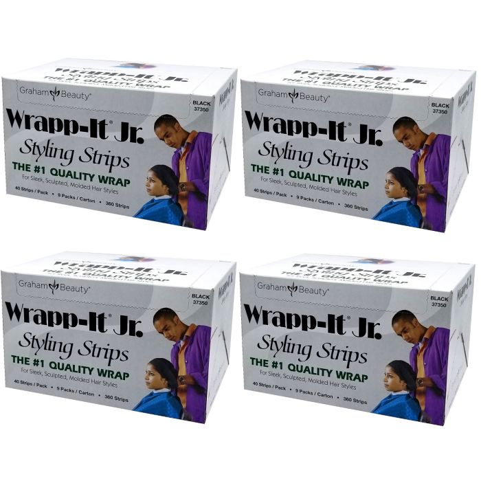 Graham Sanek Wrapp-It Jr. Styling Strips Black - 1,440 Strips #37350 (360 Strips X 4 Box)