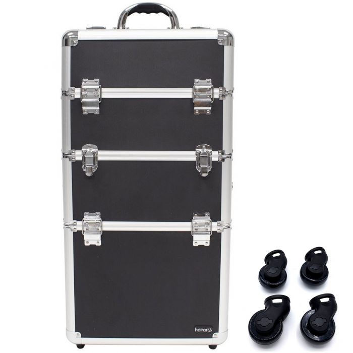 HairArt Professional 2-Piece Aluminum Case with 4 Wheels - Black #79168X4