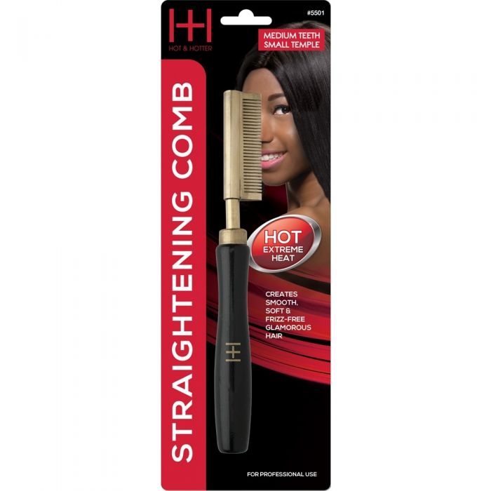 Hot & Hotter Straightening Tool Comb - Small Temple Medium Teeth #5501