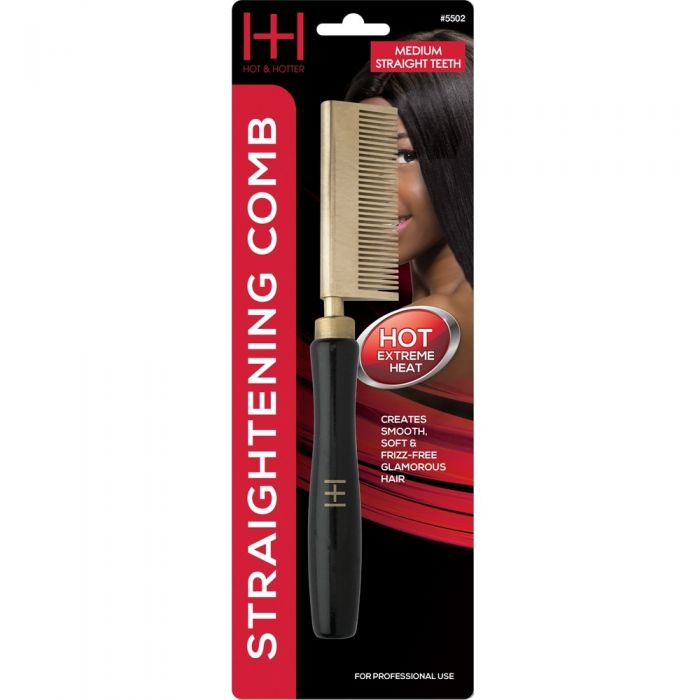 Hot & Hotter Straightening Tool Comb - Medium Teeth Straight Head #5502