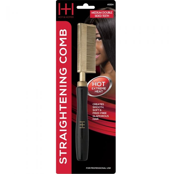 Hot & Hotter Straightening Tool Comb - Medium Teeth Double Sided #5504