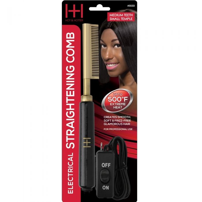 Hot & Hotter Electrical Straightening Comb - Small Straight Teeth #5533