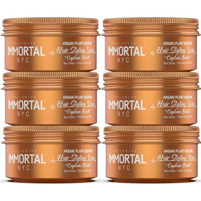Immortal NYC Exclusive Hair Styling Wax [Captain Black] 5.07 oz [6 Pack]