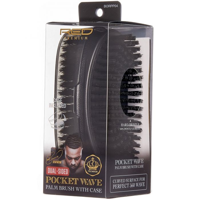 Red Premium Pocket Wave Curved Palm Dual-Sided Brush with Case #BORPP04 