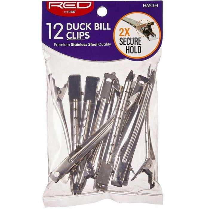 Red by Kiss Duck Bill Clips 12 Pack Silver #HMC04