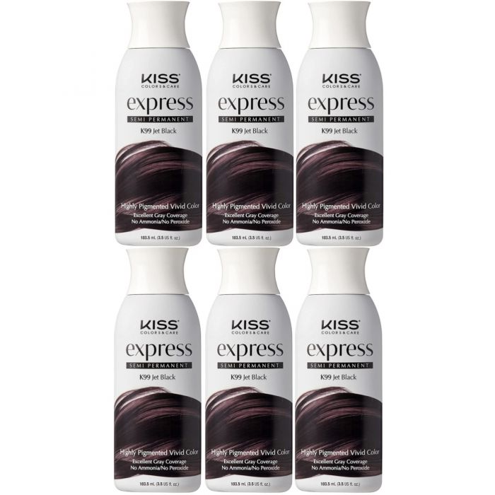 Kiss Express Semi Permanent Hair Color #K99 Jet Black 3.5 oz - 6 Pack