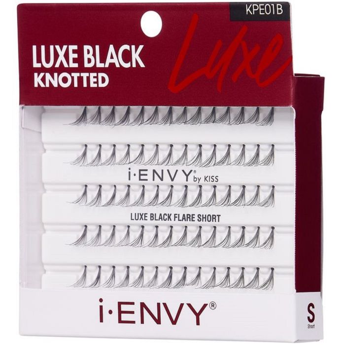 Kiss i-ENVY 1X Volume Knotted 70 Individual Eyelashes - Luxe Black Flare Short #KPE01B