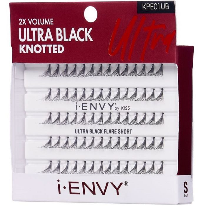 Kiss i-ENVY 2X Volume Knotted 70 Individual Eyelashes - Ultra Black Flare Short #KPE01UB