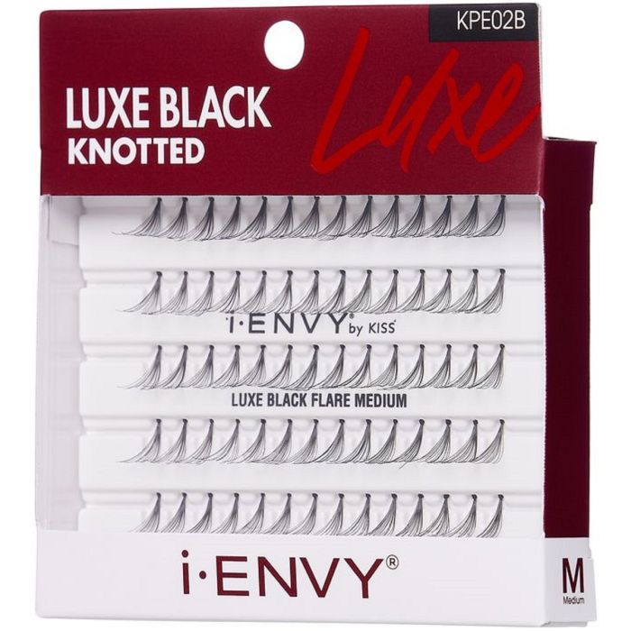 Kiss i-ENVY 1X Volume Knotted 70 Individual Eyelashes - Luxe Black Flare Medium #KPE02B