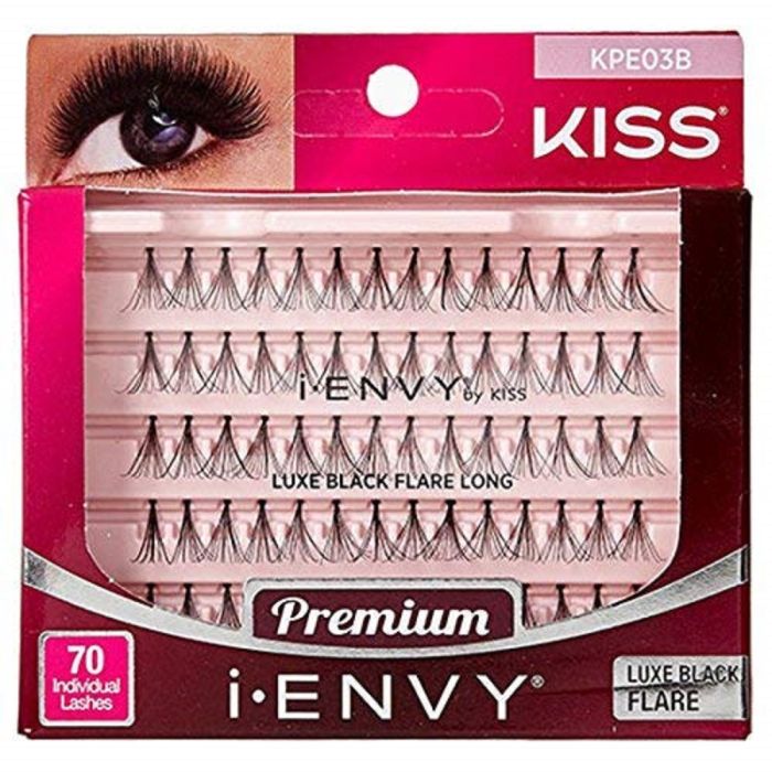Kiss i-ENVY Premium Individual Eyelashes - 70 Individual Lashes - Luxe Black Flare Long #KPE03B