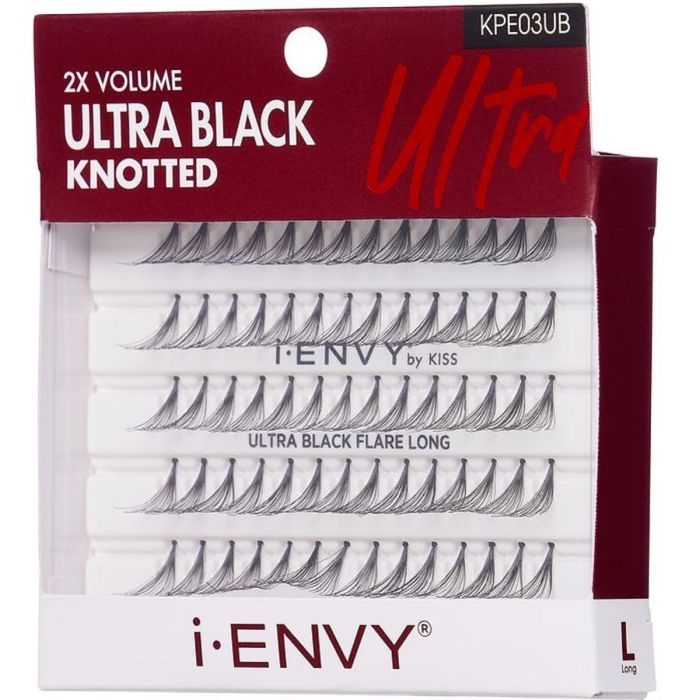 Kiss i-ENVY 2X Volume Knotted 70 Individual Eyelashes - Ultra Black Flare Long #KPE03UB