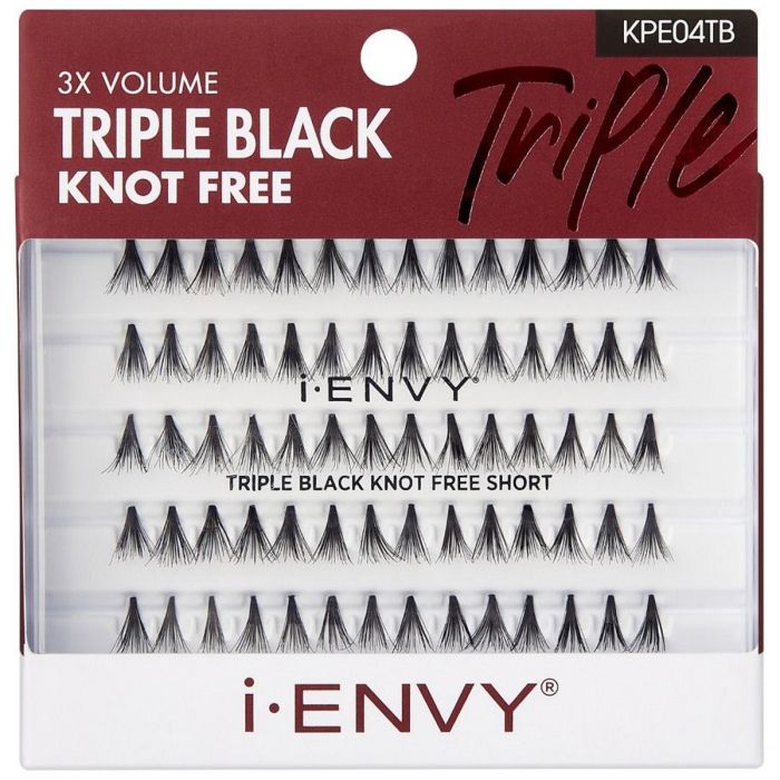 Kiss i-ENVY Premium Individual Eyelashes - 70 Individual Lashes - Triple Black Knot Free Short #KPE04TB