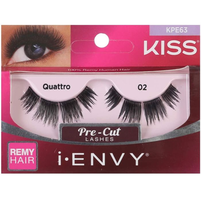 Kiss i-ENVY Premium Human Remy Hair Eyelashes 1 Pair Pack - Quattro 02 #KPE63