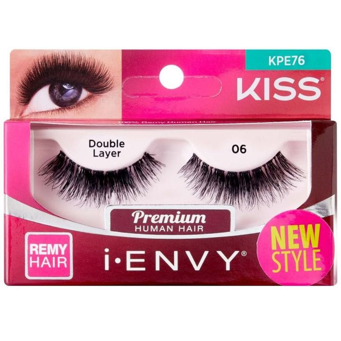 Kiss i-ENVY Premium Human Remy Hair Eyelashes 1 Pair Pack - Double Layer 06 #KPE76