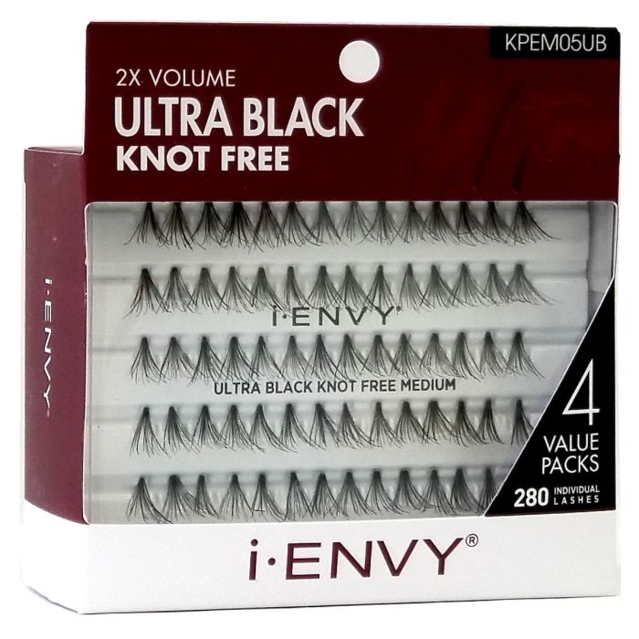 Kiss i-ENVY Premium Individual Eyelashes - 280 Individual Lashes - Ultra Black Knot Free Medium #KPEM05UB