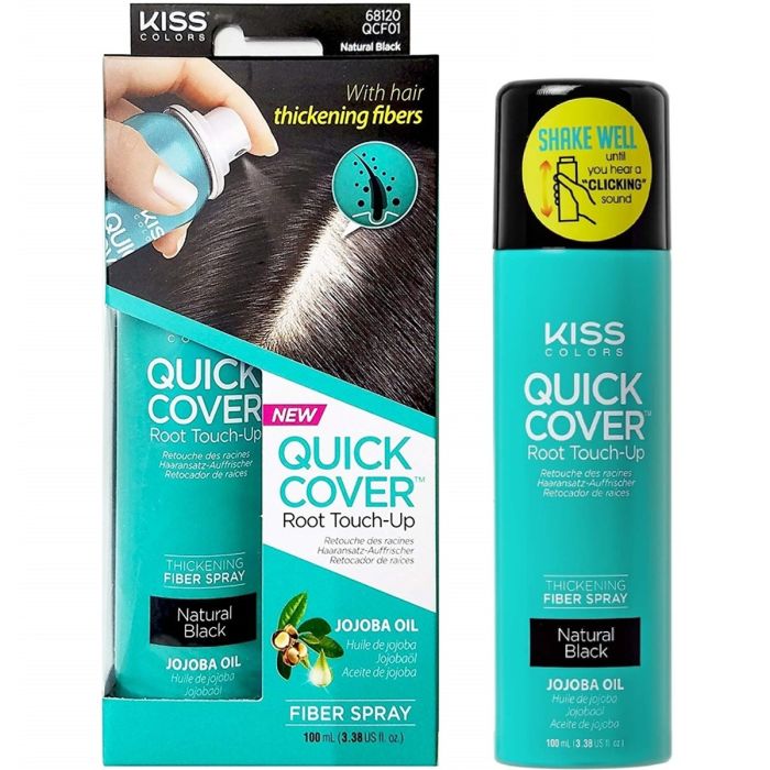 Kiss Colors Quick Cover Root Touch-Up Fiber Spray - Natural Black 3.38 oz #QCF01