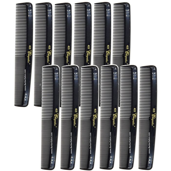 Krest Cleopatra Round Back Finger Wave Combs - Black #415 - 12 Pack