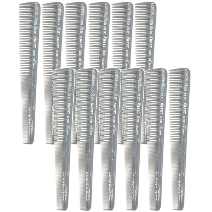 Krest Barber Combs - Silver Edition #50 - 12 Pack