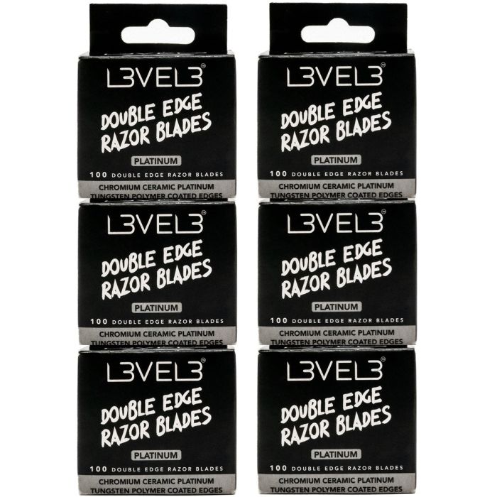 L3VEL3 Platinum Double Edge Razor Blades - 600 Blades [100 Blades X 6 Pack]