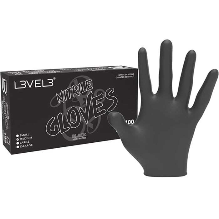 L3VEL3 Nitrile Gloves 100 Pcs - BLACK [S to XL Available]