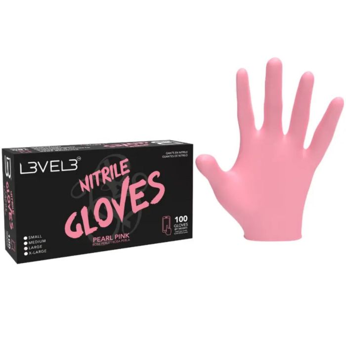 L3VEL3 Nitrile Gloves 100 Pcs - PEARL PINK [S-XL]