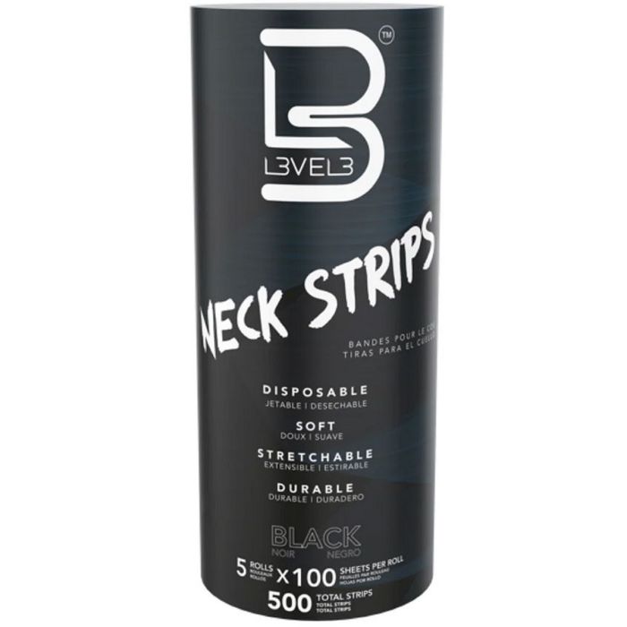 L3VEL3 Neck Strip Rolls Black - 500 Strips #R029B