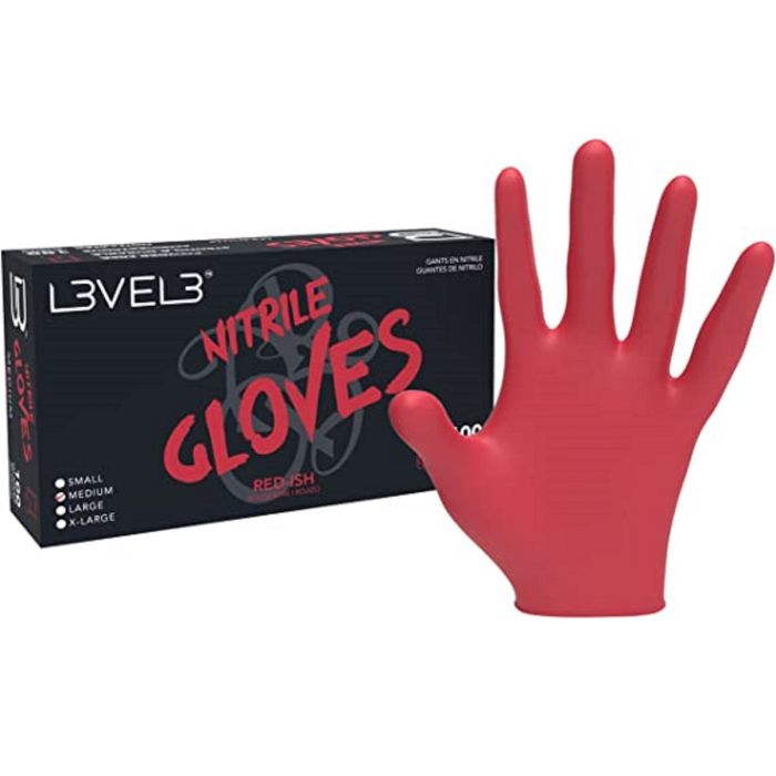 L3VEL3 Nitrile Gloves 100 Pcs - RED-ISH [S-XL]