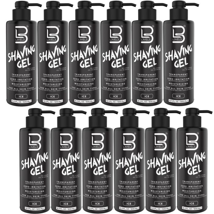 L3VEL3 Transparent Shaving Gel - Ice 16.9 oz [12 Pack]
