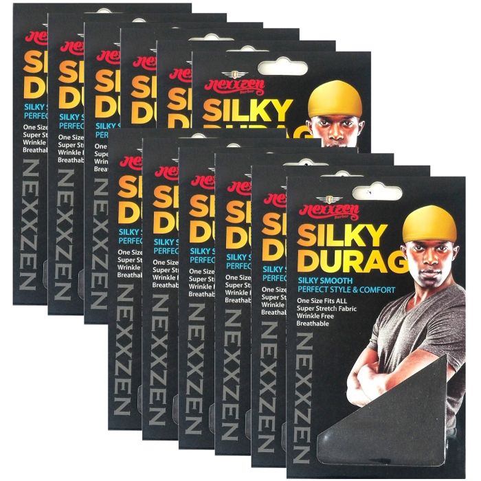 Nexxzen Silky Durag - Black - 12 Pack