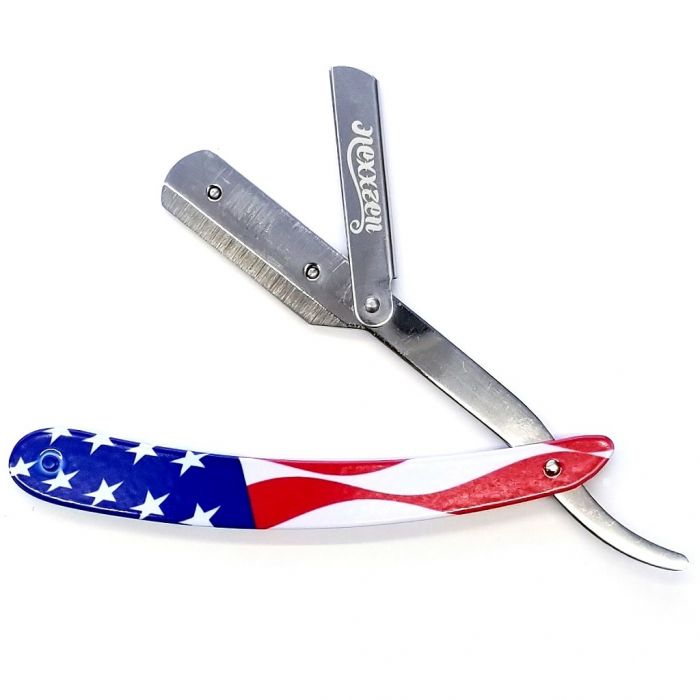 Nexxzen Professional Barber Swing Lock All Metal Razor - American Flag #NZR040-AF