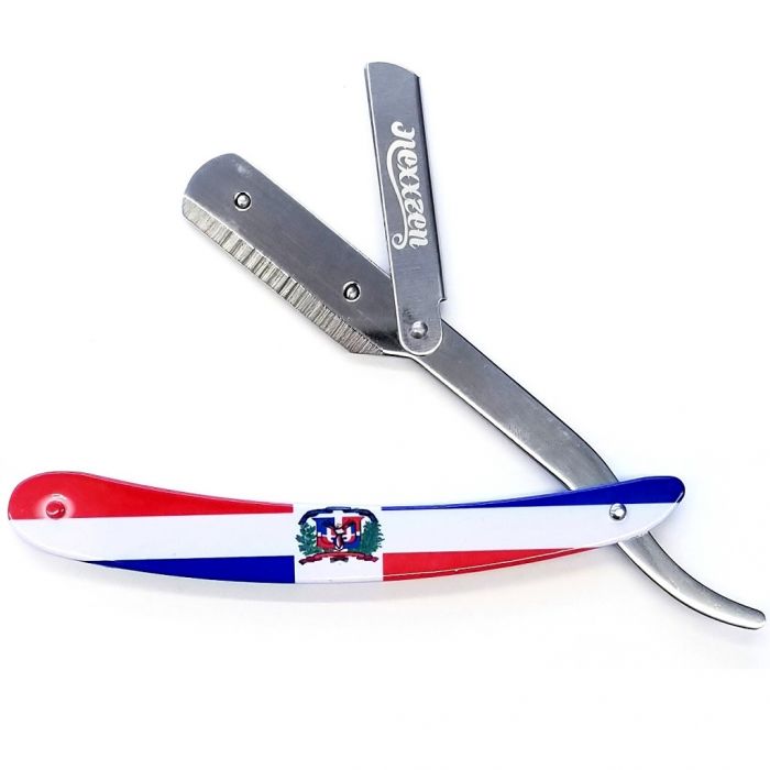 Nexxzen Professional Barber Swing Lock All Metal Razor - Dominican Flag #NZR040-DF