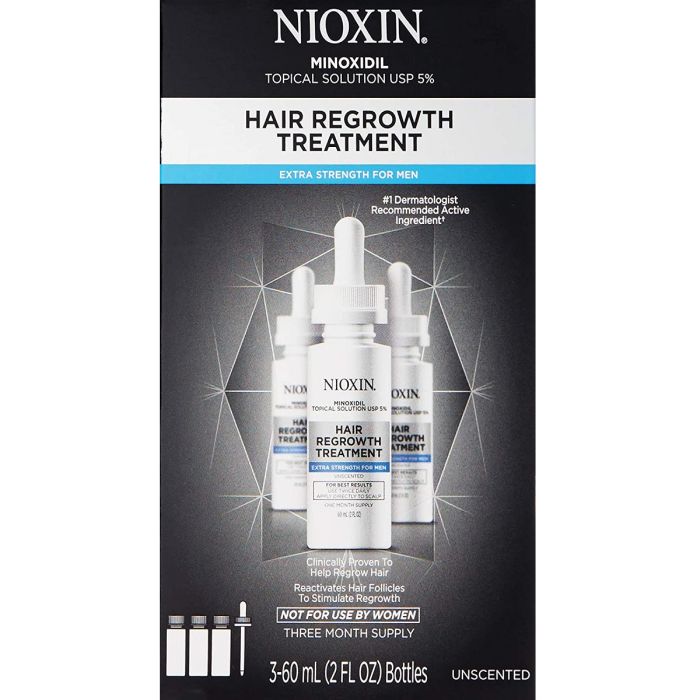 Nioxin 5% Minoxidil Hair Regrowth Treatment For Men 2 oz [3 Bottles Pack]