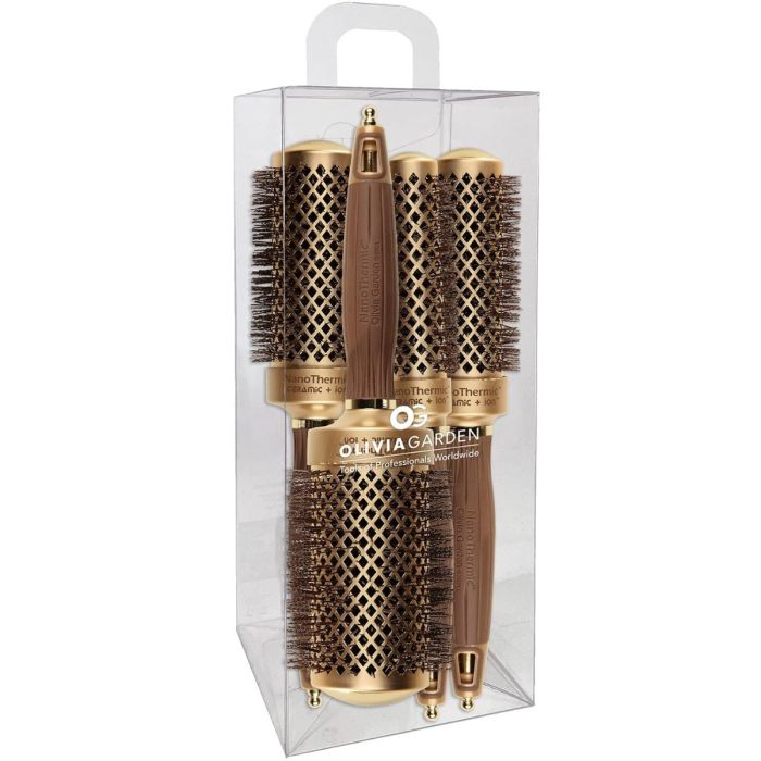 Olivia Garden Nano Thermic Ceramic + Ion Round Thermal Brushes 4 Pcs Box Deal #NT-BOX01